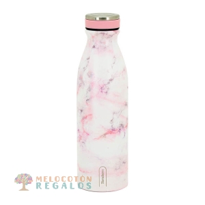 Vista frontal de botella térmica de acero inoxidable 304 grado alimentario 18/8.