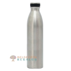 Vista frontal de botella térmica de 1000 ml color acero