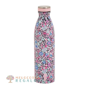 Vista frontal de botella térmica de acero inoxidable 304 de 750 ml.