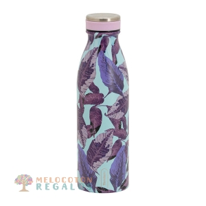 Vista frontal de botella térmica de acero inoxidable 304 de 500 ml.