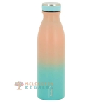 Vista frontal de botella térmica de 500 ml bicolor