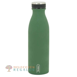 Vista frontal de botella térmica de 500 ml verde oliva Tandem Sportandem