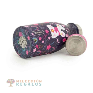 Vista trasera de botella térmica de 350 ml de acero inoxidable.