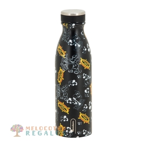 Vista frontal de botella térmica de acero inoxidable 304 grado alimentario 18/8.