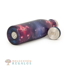 Vista lateral y base de botella térmica de acero inoxidable 304 grado alimentario 18/8.