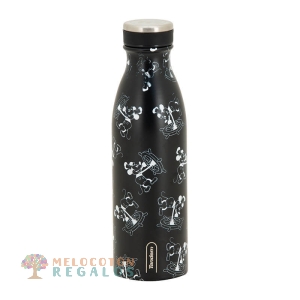 Vista frontal de botella térmica de acero inoxidable 304 grado alimentario 18/8.