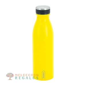 Vista frontal de botella térmica de acero inoxidable 304 grado alimentario 18/8.