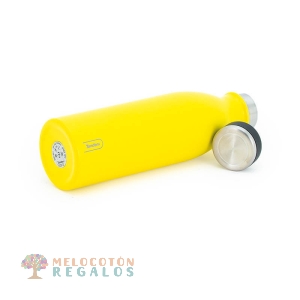 Vista lateral y base de botella térmica de acero inoxidable 304 grado alimentario 18/8.