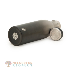 Vista lateral y base de botella térmica de acero inoxidable 304 grado alimentario 18/8.