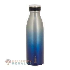 Vista frontal de botella térmica de acero inoxidable 304 grado alimentario 18/8.