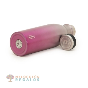 Vista lateral y base de botella térmica de acero inoxidable 304 grado alimentario 18/8.