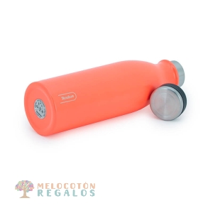 Vista lateral y base de botella térmica de acero inoxidable 304 grado alimentario 18/8.