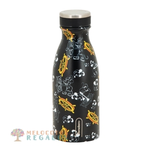 Vista frontal de botella térmica de acero inoxidable 304 grado alimentario 18/8.