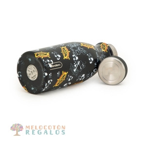 Vista lateral y base de botella térmica de acero inoxidable 304 grado alimentario 18/8.