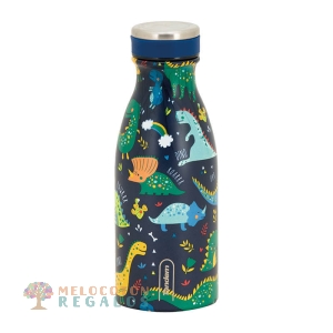 Vista frontal de botella térmica de acero inoxidable 304 grado alimentario 18/8.