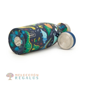 Vista lateral y base de botella térmica de acero inoxidable 304 grado alimentario 18/8.