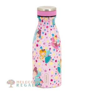 Vista frontal de botella térmica de acero inoxidable 304 grado alimentario 18/8.