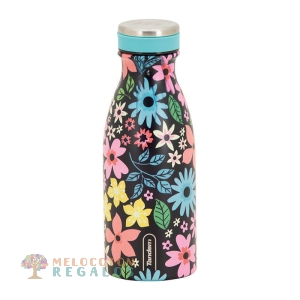 Vista frontal de botella térmica de acero inoxidable 304 grado alimentario 18/8.