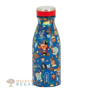 Vista frontal de botella térmica de acero inoxidable 304 grado alimentario 18/8.