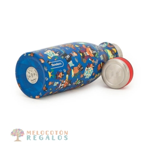 Vista lateral y base de botella térmica de acero inoxidable 304 grado alimentario 18/8.