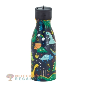 Vista frontal de botella térmica de acero inoxidable 304 grado alimentario 18/8.