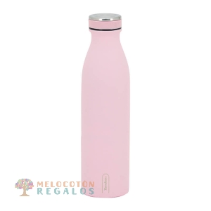 Vista frontal de botella térmica de acero inoxidable 304 grado alimentario 18/8.