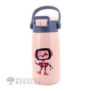 Vista frontal de botella térmica robot.