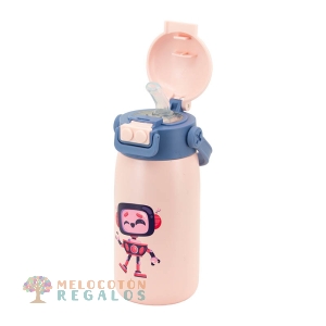 Vista frontal de botella térmica robot.