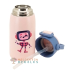 Vista frontal de botella térmica robot.