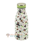 Vista frontal de botella térmica de acero inoxidable de 350 ml.