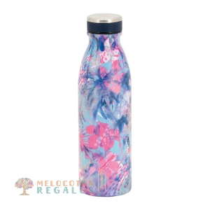 Vista frontal de botella térmica de acero inoxidable de 500 ml.