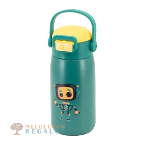 Vista frontal de botella térmica robot.