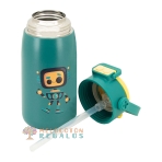 Vista frontal de botella térmica robot.