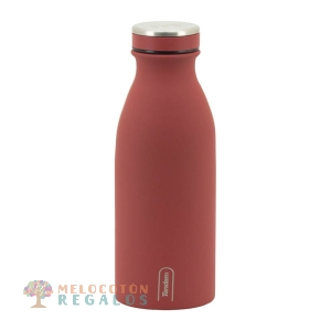 Vista frontal de botella térmica de acero inoxidable de 350 ml.