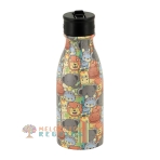 Vista frontal de botella térmica de acero inoxidable de 350 ml.