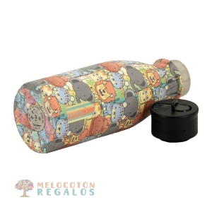 Vista de detalles de botella térmica de acero inoxidable de 350 ml.