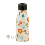 Vista frontal de botella térmica de acero inoxidable de 350 ml.