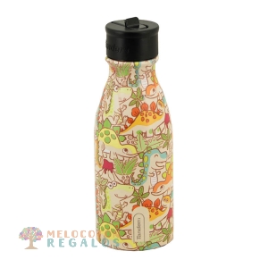 Vista frontal de botella térmica de acero inoxidable de 350 ml.