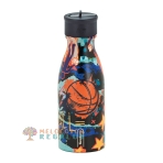 Vista frontal de botella térmica de acero inoxidable de 350 ml.