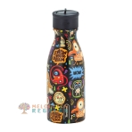 Vista frontal de botella térmica de acero inoxidable de 350 ml.