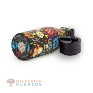 Vista de detalles de botella térmica de acero inoxidable de 350 ml.