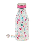 Vista frontal de botella térmica de acero inoxidable de 350 ml.