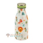 Vista frontal de botella térmica de acero inoxidable de 350 ml.