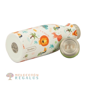 Vista de detalles de botella térmica de acero inoxidable de 350 ml.