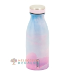 Vista frontal de botella térmica de acero inoxidable de 350 ml.