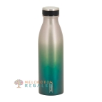 Vista frontal de botella térmica de acero inoxidable de 500 ml.