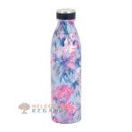 Vista frontal de botella térmica de acero inoxidable de 750 ml.