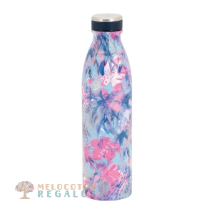 Vista frontal de botella térmica de acero inoxidable de 750 ml.