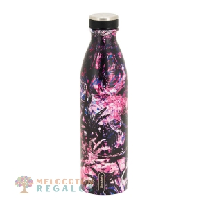 Vista frontal de botella térmica de acero inoxidable de 750 ml.