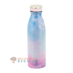 Vista frontal de botella térmica de acero inoxidable de 500 ml.